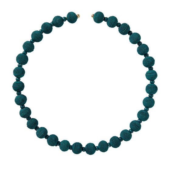 Petrol blue woven ball necklace